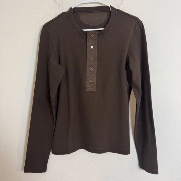 Gucci ribbed brown long sleeve Henley tee shirt - Picture 2 of 5